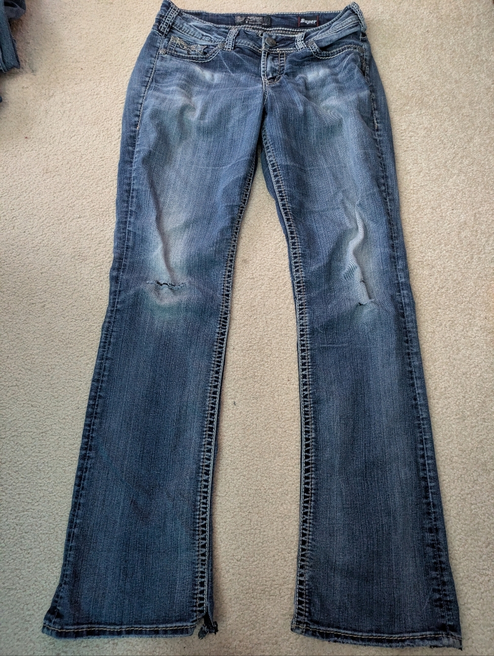 💎 VINTAGE SILVER EMBELLISHED BOOTCUT JEANS‎